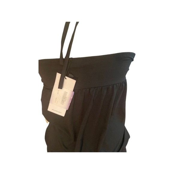 Club Halter Top Black Blouse Spaghetti Embellished Rhinestone Party Vintage - Picture 5 of 9